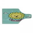 thumbnail image 1 of Baby Shower Cutting Board, Morning Phrase with Sun Raise and Clouds Cartoon, Decorative Tempered Glass Cutting and Serving Board, in 3 Sizes, by Ambesonne, 1 of 2