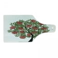 thumbnail image 1 of Rowan Cutting Board, Rowan Tree Full of Fruits Fresh Organic Ecology Themed Art, Decorative Tempered Glass Cutting and Serving Board, Wine Bottle Shape, Olive Green Dark Coral, by Ambesonne, 1 of 1