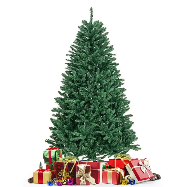 Gymax 6 FT Artificial Christmas Tree Hinged Christmas Tree w/ 1355 Lush Branch Tips