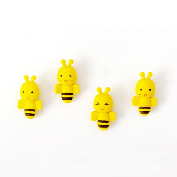 SagaSave 4Pcs Mini Bee Erasers Miniature Pencil Erasers Eliminate Errors on Paper for Students Painters Yellow