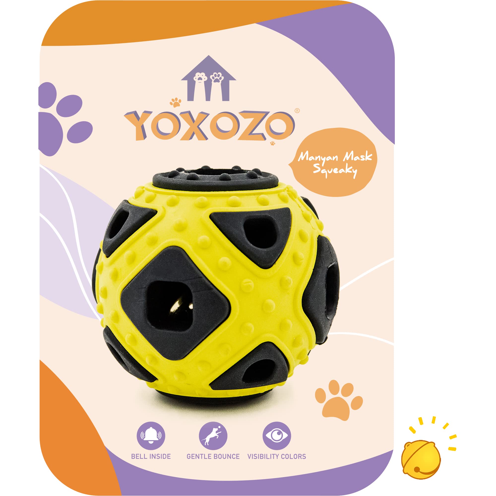 YOXOZO Dog Ball Toy, Jingle Bell Inside for Gift, Rubber Squeaky Toy