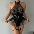 thumbnail image 2 of Gibobby Conjunto de lencería Conjunto de Ropa Interior Sexy para Mujer Lenceria Erotica De Encaje con Cuello Sensual Lenceria Sexy para Mujer(Negro, XG), 2 of 5