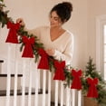 thumbnail image 6 of 2026 Velvet Bow Garland Bunting, Pre-Assembled Long Tail Bow String Banner, Christmas Indoor Hanging Decor for Fireplace, Wall, Window & Holiday Party, 6 of 6