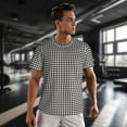 thumbnail image 3 of Wukai Houndstooth Black And White Print Men's Short-Sleeved Mesh T-Shirt,Quick-Dry Short Sleeve Workout T-Shirt-6X-Large, 3 of 8