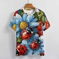 thumbnail image 3 of Ladybugs Floral Garden-2 T Shirts Basic T-Shirt Short Sleeve Ladies Tee Shirt Summer Graphic Clothing, 3 of 6