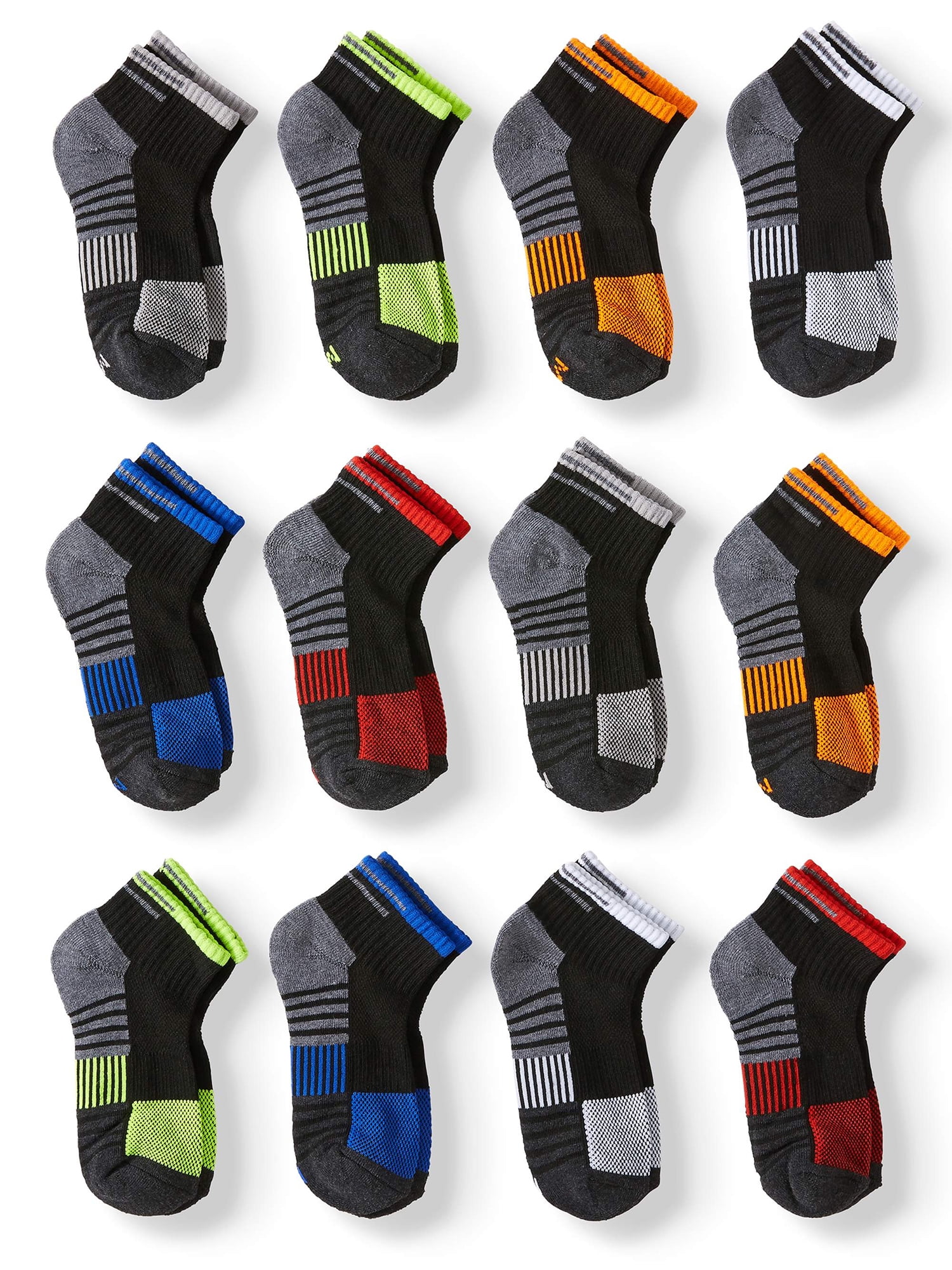 Athletic Works Athletic Works Boys Socks, 12 Pack Ankle, Sizes SL