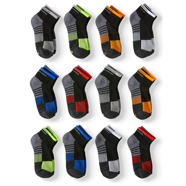 Athletic Works Athletic Works Boys Socks, 12 Pack Ankle, Sizes SL