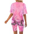 thumbnail image 4 of Blusas para las Mujeres Casual Impreso Cuello en V Manga Corta Blusa Pantalones Cortos, Conjuntos de Ropa para las Mujeres, 4 of 5