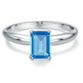 thumbnail image 3 of Gem Stone King 0.97 Cttw PT900 Platinum 900 Swiss Blue Topaz Engagement Ring for Women | Emerald Cut 7X5MM | Gemstone November Birthstone | Wedding Anniversary Promise Ring for Women | Size 8, 3 of 6