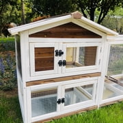 Outdoor GOOJOASIS Chicken Coop Indoor Rabbit Hutch with 3 Removable Tray 2 Story Rabbit House