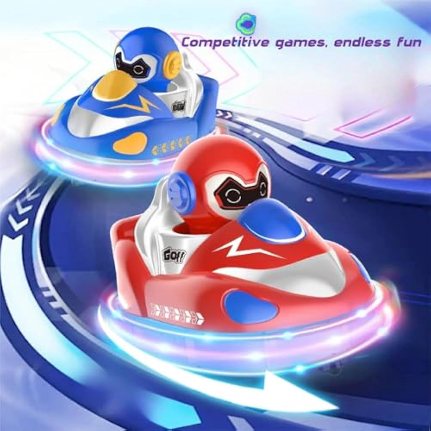 Glow Crashers RC Bumper Cars, RC Bumper Car Toys with Light and Music, Battle Set for 2 Players (Mix)