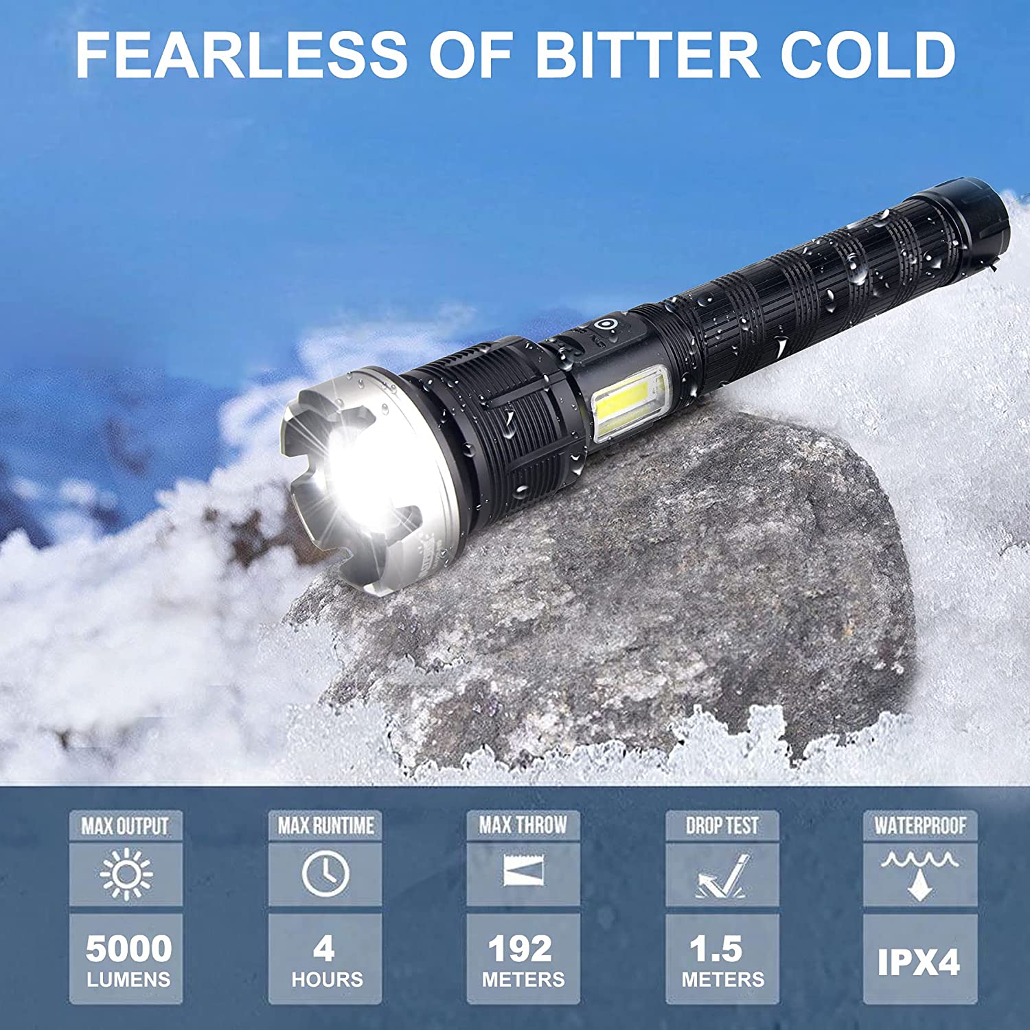 Rechargeable Flashlight High Lumens Zoomable Best Floodlight Spotlight  Strobe Light Lanterns World's Brightest Flashlight for Outdoor Emergencies  Camping Fishing Power Outage Cars