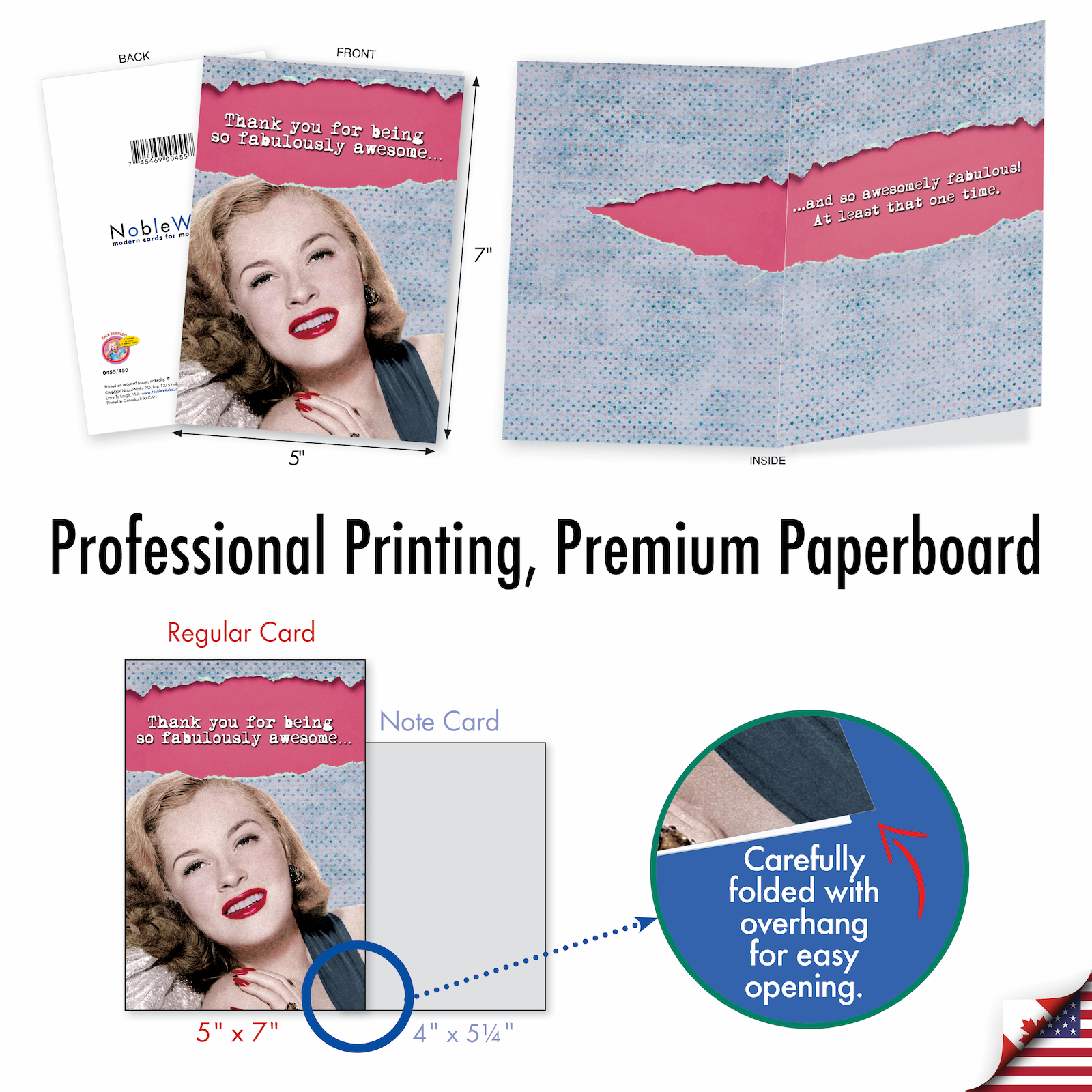 NobleWorks 36 Assorted Box Set Funny Thank You Greeting Cards w/5 x 7 Inch Envelopes (36 Designs, 1 Each) Thanks A Lot AC7738TYG-B1x36