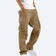 thumbnail image 4 of Men's Cargo Pants, Multi Pockets Oversized Straight Casual Joggers Athletic Pants Wide Legs Streetwear for Hip Hop, 4 of 7