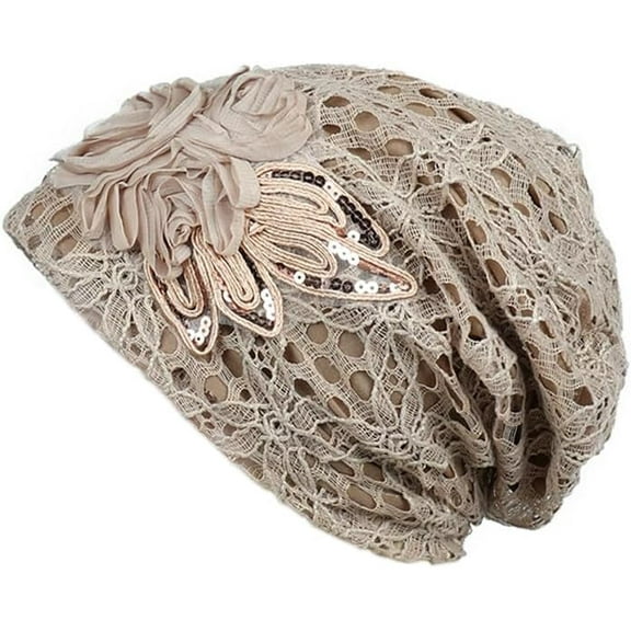 YooGuoGuo Crochet Flower Headwear Soft Elastic Beanie Hats for Women Fashion Skull Cap Slouchy Womens Beanie Breathable Fall Hat