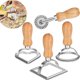 thumbnail image 1 of Ravioli cutters,Ravioli makers with wooden handle,Set of 3 shape cutters and 1 pasta wheel for cutting homemade ravioli,Dough wheel,Dough cutter rolle, 1 of 5