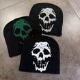 thumbnail image 3 of Skull Jacquard Pullover Knitted Hat Autumn Winter Unisex Outdoor Warm Wool Hat Beanie, 3 of 9
