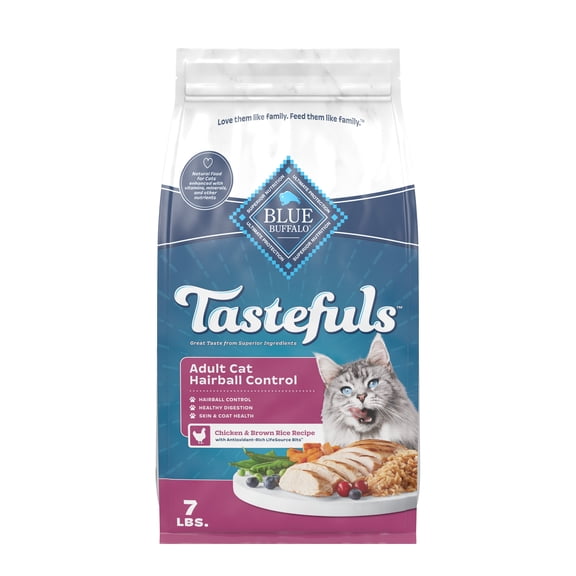 Blue Buffalo Tastefuls Adult Cat Hairball Control Dry Food, Chicken & Brown Rice, 7lb