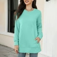 thumbnail image 6 of IROINNID Deals Polyester Long Sleeve T Shirt for Women Comfy Autumn And Winter New Round Neck Pocket Sweater Tops,Green, 6 of 7