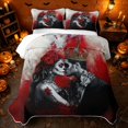 thumbnail image 2 of Erosebridal Spooky Skull Couple Twin Quilt Set, Halloween Red Rose Twin Coverlet Set for Boys Girls, Red Black Grey, 2-Piece 1 Bedspread and 1 Pillowcase, 2 of 7