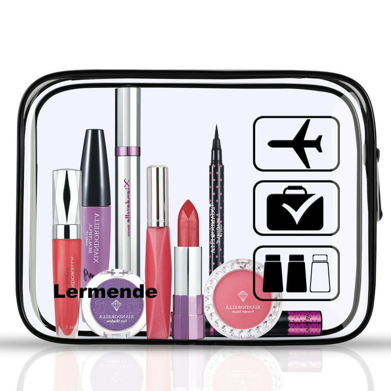 Lermende 2pcs Clear Toiletry Bag TSA Approved Travel Bag,Carry On for  Travel,Airport Airline Accessories Compliant Bag,Quart Sized Makeup  Cosmetic bag