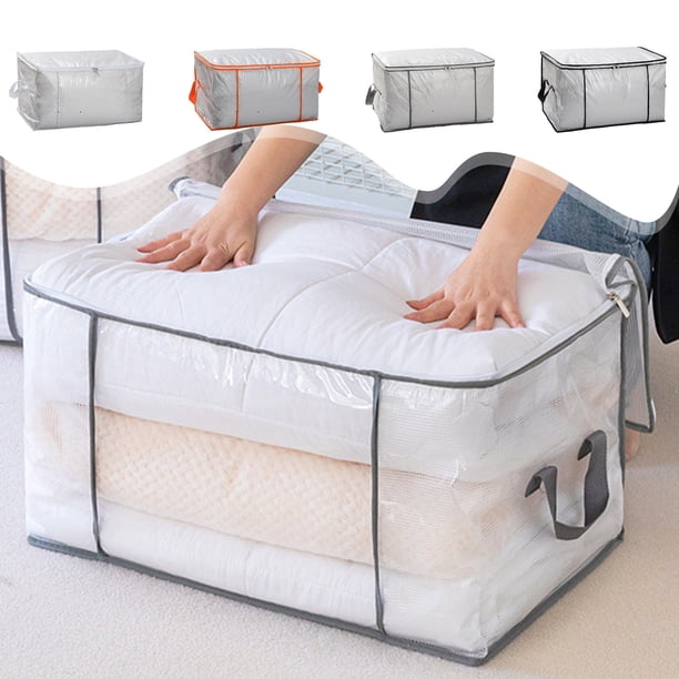 Xihbxyly Bolsa para Guardar Ropa, Gran Capacidad, Diseño con Cremallera, Asas Reforzadas, Ideal para Viajes y Uso Doméstico, Tela No Tejida Duradera, Fácil de Plegar, Tamaño 60 X 37 X 35 Cm