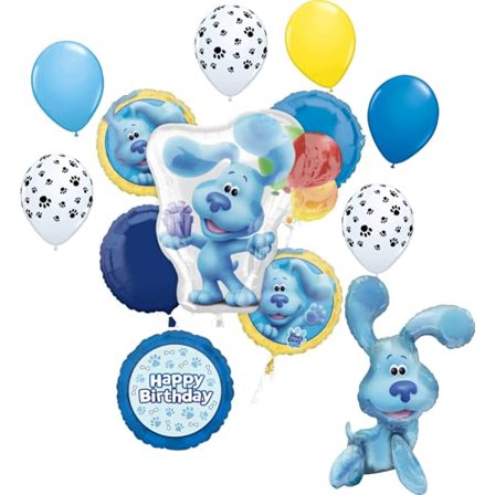 Anagram Blue's Birthday Clues Party Supplies 13pc Gift Table Air Filled Topper and Balloon Bouquet Decorations