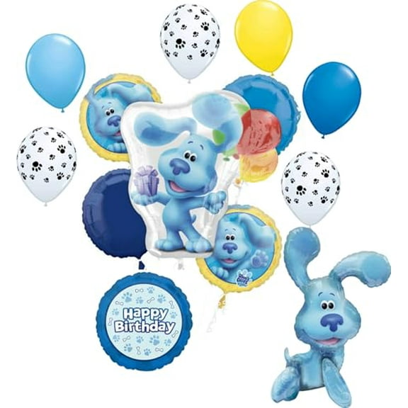 Anagram Blue's Birthday Clues Party Supplies 13pc Gift Table Air Filled Topper and Balloon Bouquet Decorations