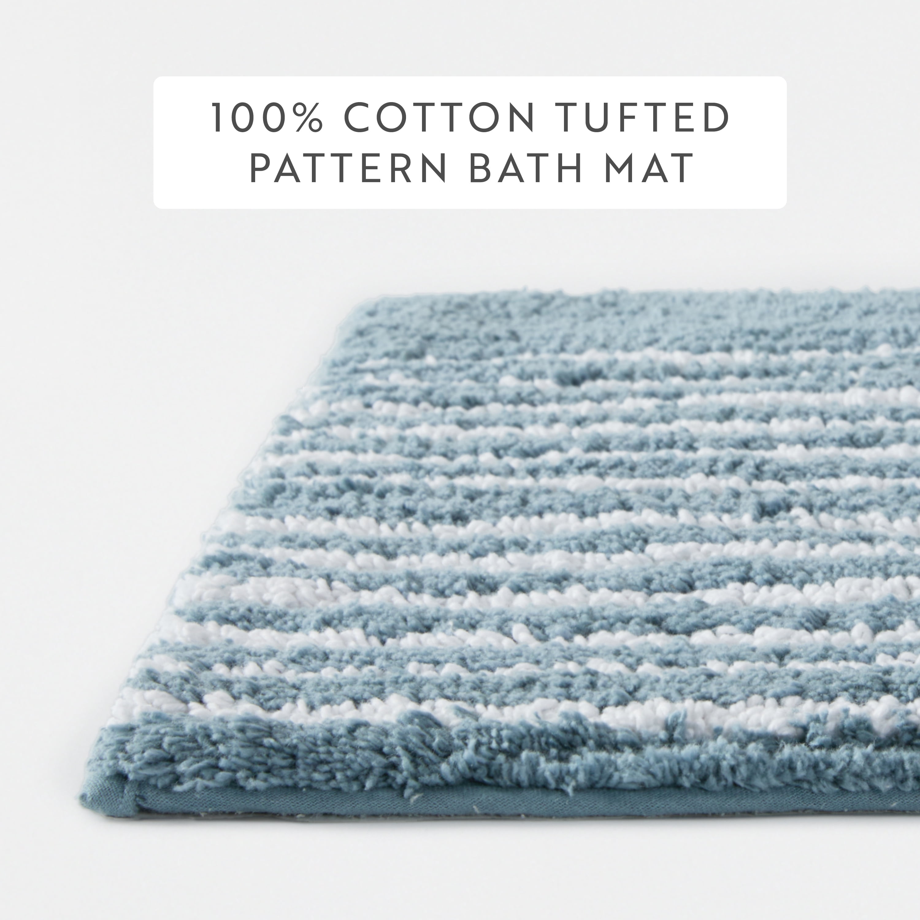 100% Cotton Modern Patterned Bath Mat by Comfort Canopy, Light Blue Geometric, 24" x 17"
