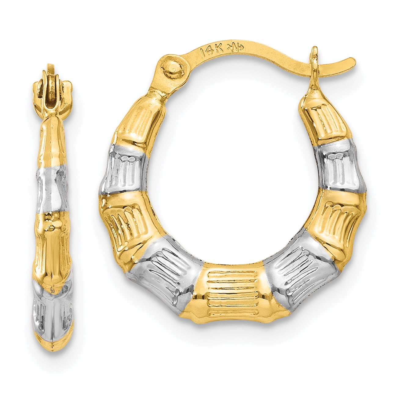 Gold bamboo hoop earrings deals