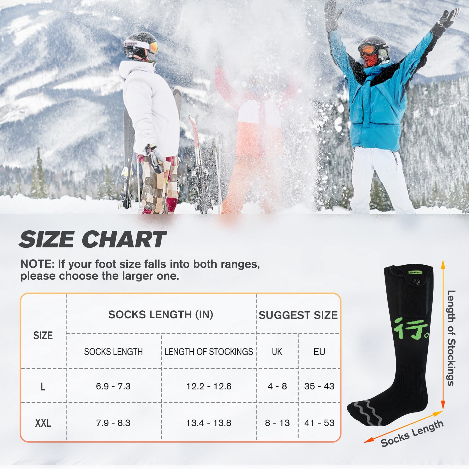 Heated Socks for Men Women,Rechargeable Heated Socks with 4 Heating Level,Battery Heated Socks Washable Electric Socks for Men Skiing Hunting Camping L