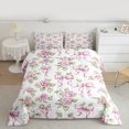 thumbnail image 3 of Manfei Kawaii Pink Floral Bedding Comforter Set, Princess Bowknot Rose Twin Comforter Sets, Teens Girls Female Reversible Bedding Set, Breathable Home Decor, 2pcs, 3 of 9