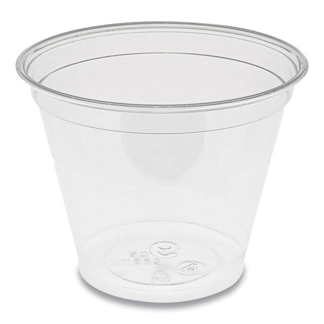 Pactiv PCTYP9C 9 oz Recycled Plastic Cold Cup, Beige & Clear