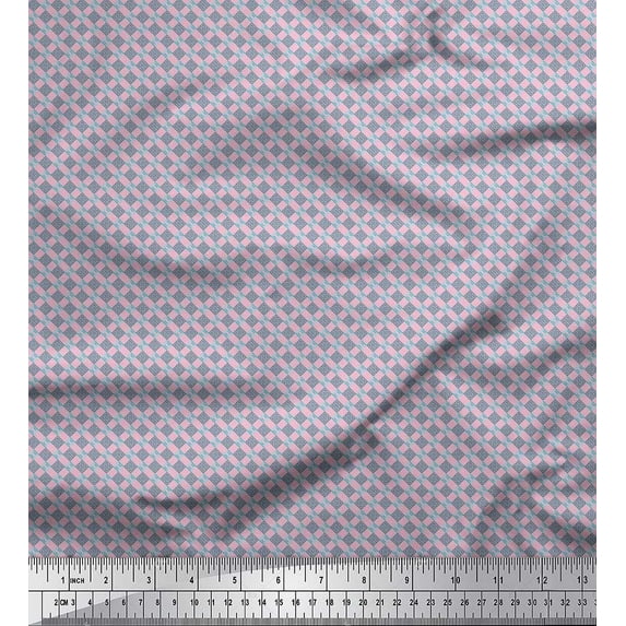 Soimoi Viscose Chiffon Fabric Geometric & Greek Key Shirting Fabric Prints by Yard 42 Inch Wide