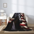 thumbnail image 4 of PHELIKA American Flag Dark Horse 01 All Season Soft Throw Blanket Lightweight Flannel Fleece Blankets 50"x40", 4 of 8