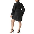 thumbnail image 3 of Unique Bargains Women's Plus Size Long Sleeve Belted Above Knee Denim Shirt Dress 1X Black, 3 of 5