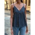 thumbnail image 5 of Women'S Y2k Polka Dot Print Tank Top Spaghetti Strap Camisole Sheer Mesh Going Out Top Navy Blue M, 5 of 8