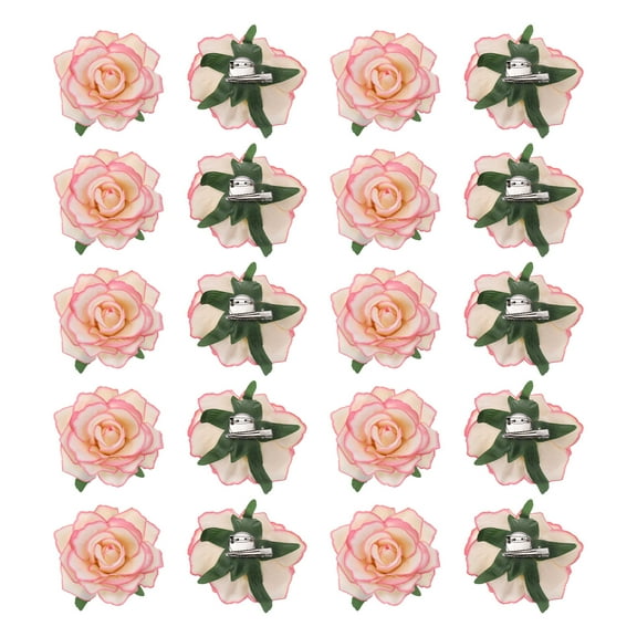 Uxcell 20 Pcs Rose Flower Hair Clips 4 Inch Flower Hair Pins Flower Brooch for Women Hair Accessories Pink Yellow