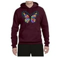 thumbnail image 2 of Wild Bobby, Colorful Butterfly Oh Butterfly On Whispering Wings Animal Lover Unisex Graphic Hoodie Sweatshirt, Maroon, X-Large, 2 of 3