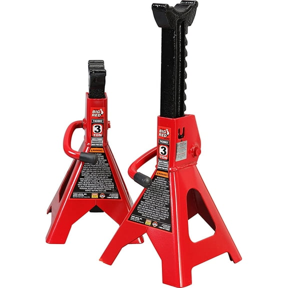 Big Red 3 Ton Steel Jack Stands for Car (6,000 lbs) Capacity, Red, 1 Pair, W4322