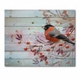thumbnail image 3 of Designart 'A Bright Bullfinch Bird Sitting On A Branch' Traditional Print on Natural Pine Wood, 3 of 5