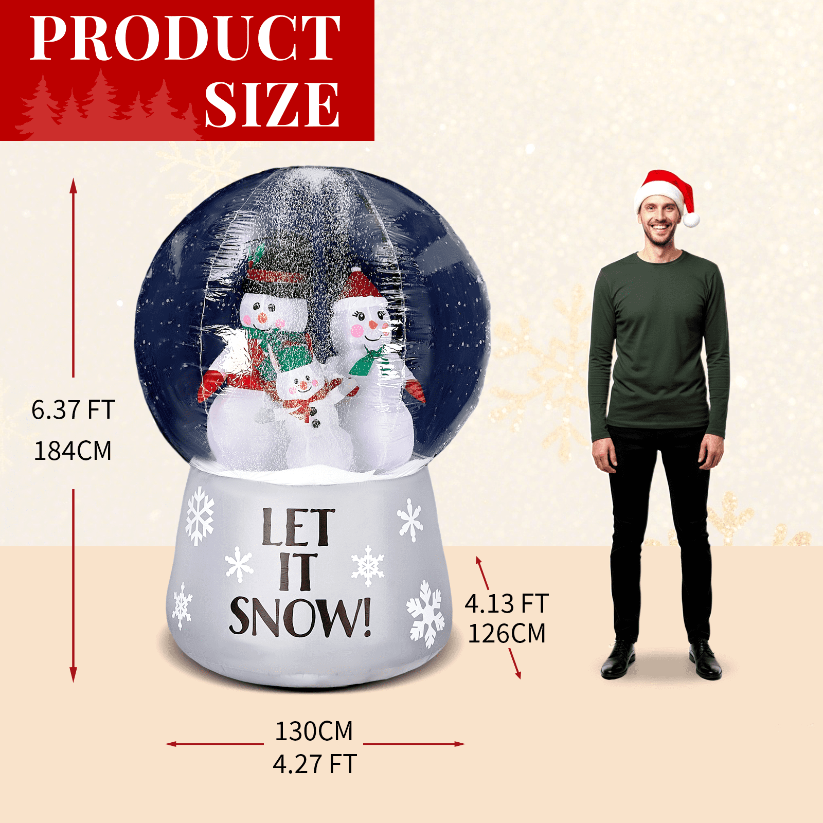 6 FT Lighted Christmas Inflatable Decoration, Large Inflatable Snow Globe with Snowman Family, Funny Blow Up Yard Decorations with Built-in LED Lights for Holiday Party Front Yard Lawn Garden Decor