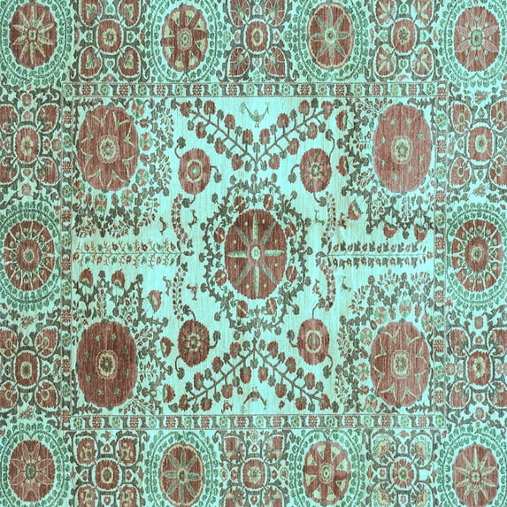 Ahgly Company Indoor Square Abstract Light Blue Modern Area Rugs, 8' Square