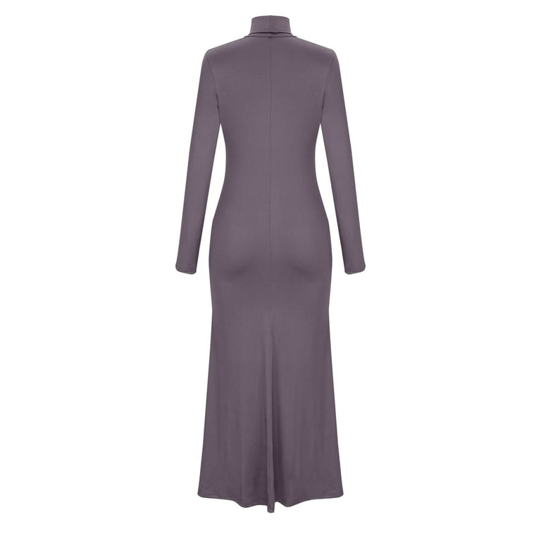 FAIWAD Womens Turtleneck Long Sleeve Maxi Dress Elegant Slim Stretch Long  Dress Basic Party Long Pencil Dress - Walmart.com