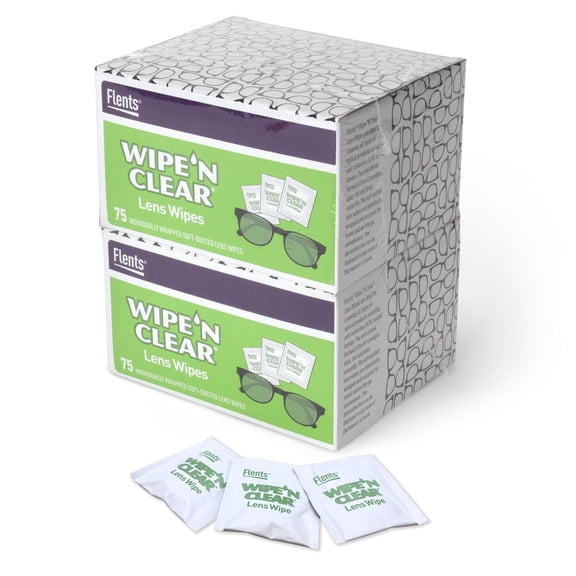 Flents Wipe 'N Clear Lens Cleaning Wipes 150 Count 2 Boxes Of 75