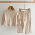 thumbnail image 4 of Autumn Winter Toddler Baby Girl Knitting Clothes Suit Solid Color Knitted Pullover Sweater+Pants Children Knitting Clothes Set, 4 of 11
