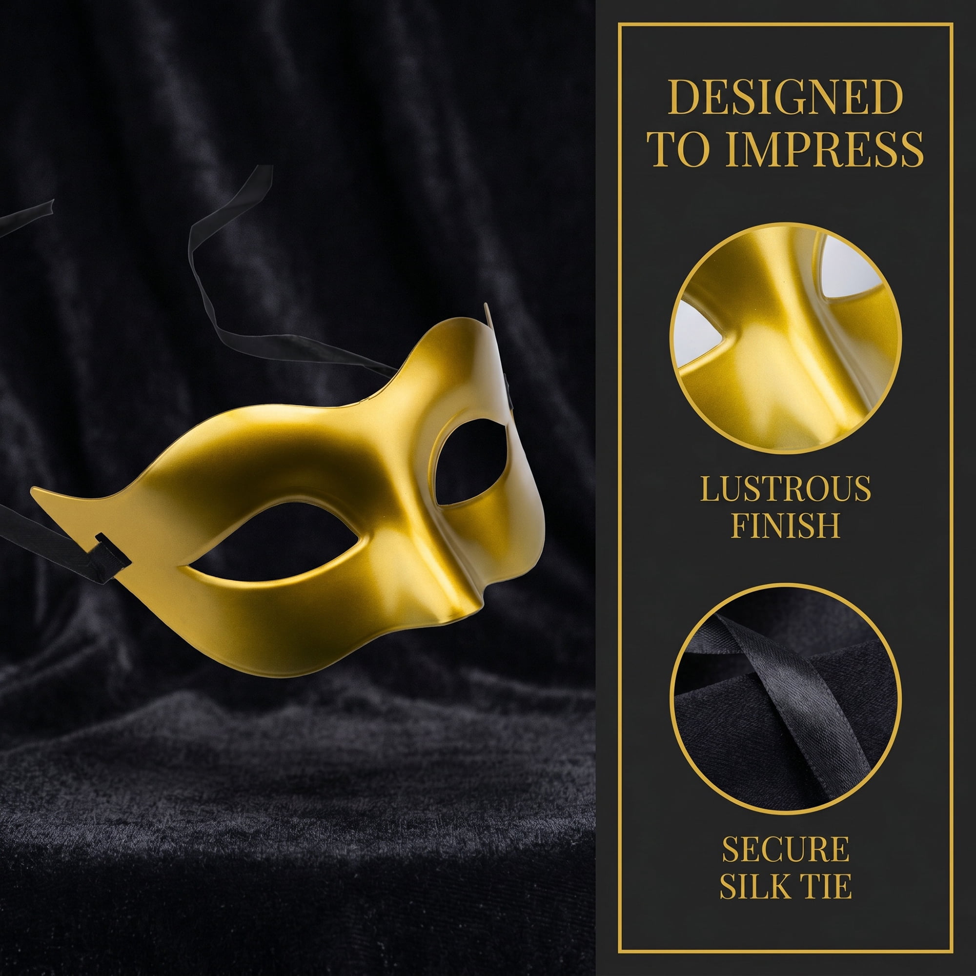 Unique Bargains 6-Pack Venetian Half Face Masks Set for Halloween Party Gold 7.1" x 3.1"