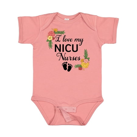 

Inktastic I Love My NICU Nurses with Baby Footprints and Flowers Gift Baby Boy or Baby Girl Bodysuit