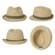 thumbnail image 3 of Sombrero Fedora de Paja para Mujeres, Packable, de Sol, Verano, Playa, Cubano, Habana, Trilby para Hombres, Beige con Negro, Mediano., 3 of 5