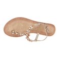 thumbnail image 4 of GC Shoes Women's Jeweled T Strap Flat Sandals, Dressy Summer Ankle Buckle Flats, Comfortable Fashion Sandal, Ann/Gold/9.5, 4 of 5